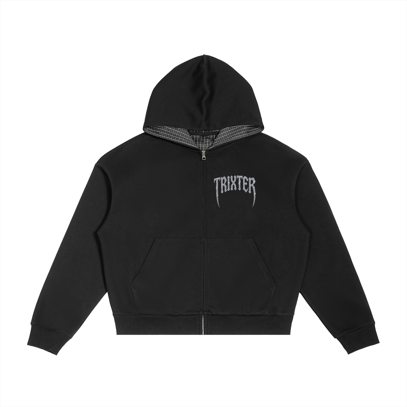 Gemstone Plaid Boxy Zip Hoodie